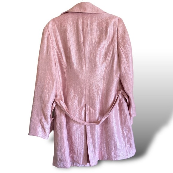NINE WEST Pink Shimmering Wrap Trench Coat Vintage Size Medium B - Picture 5 of 11